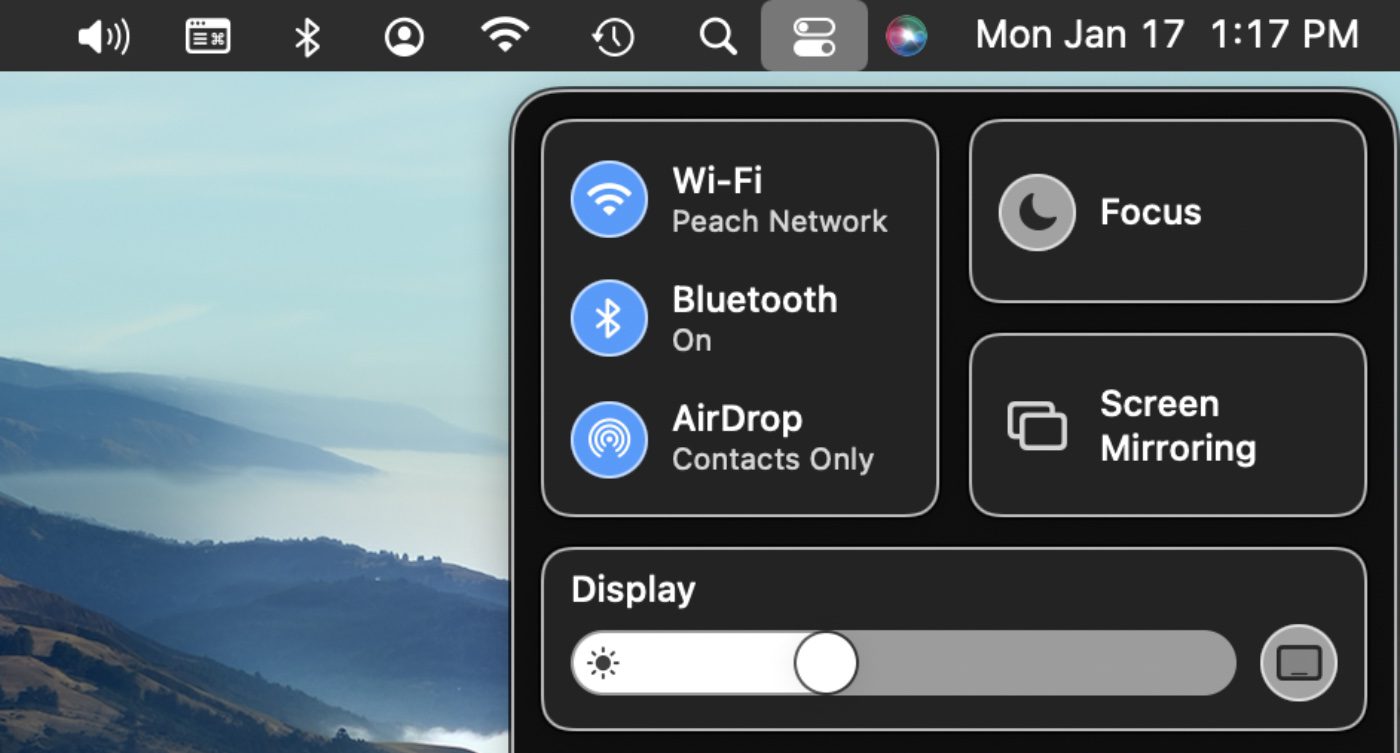 macOS Control Center