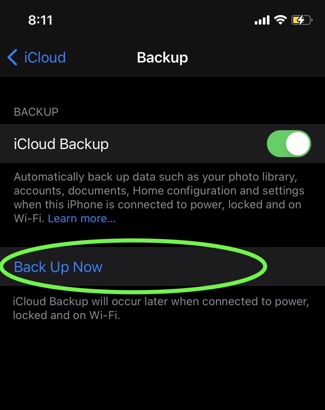iCloud Backup on iPhone 