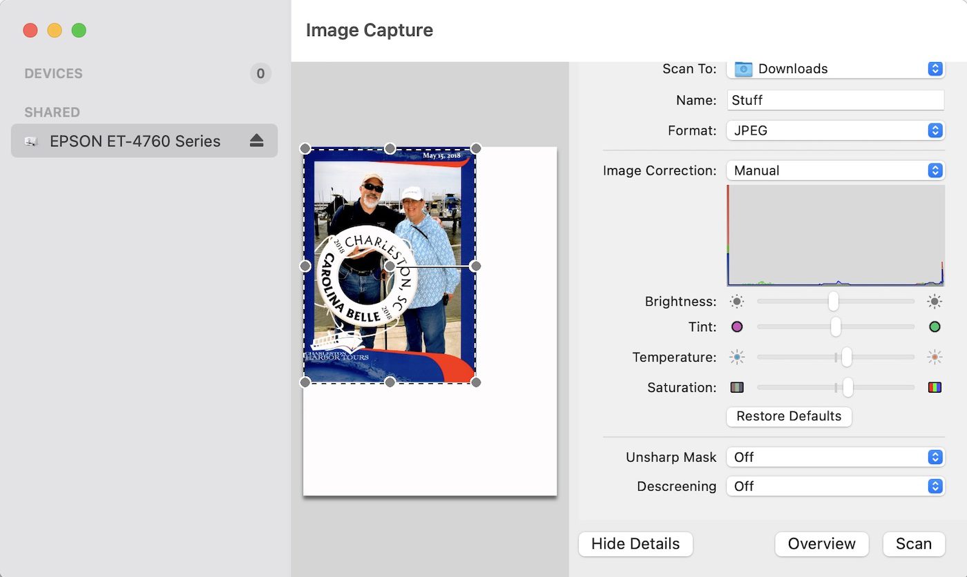 Image Capture Image Correction color sliders