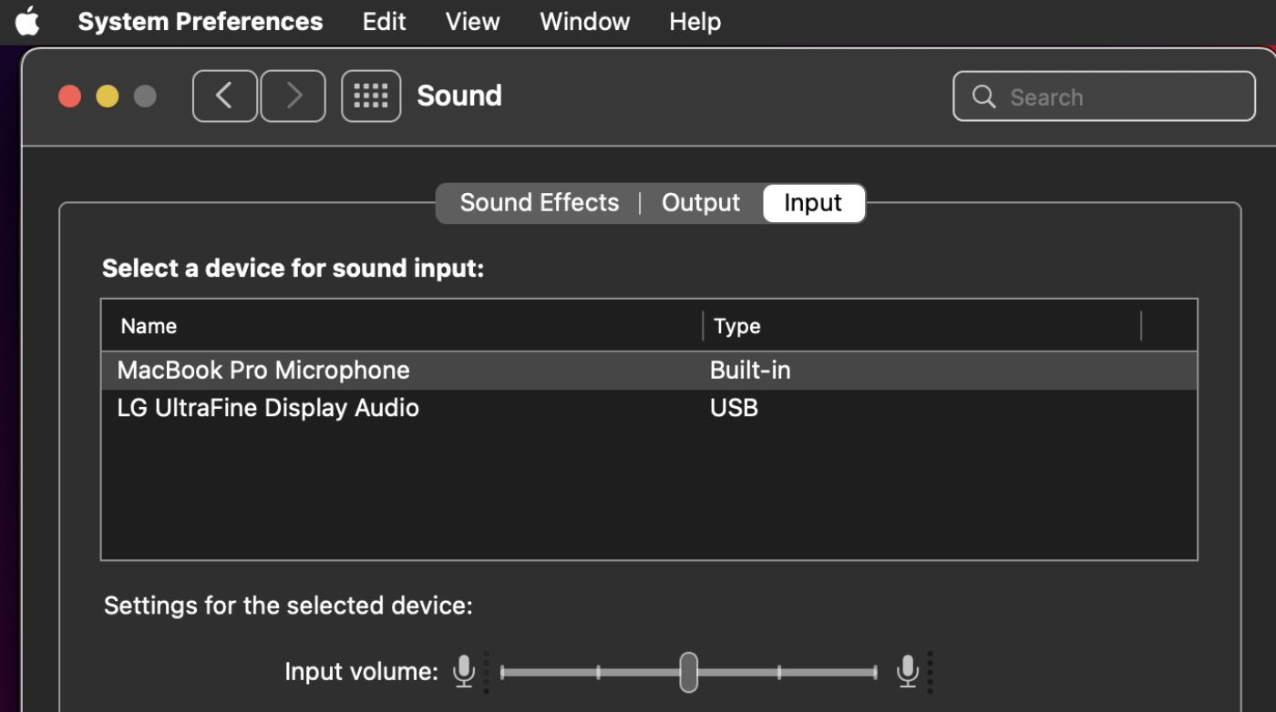 Here's how to choose the Input Volume