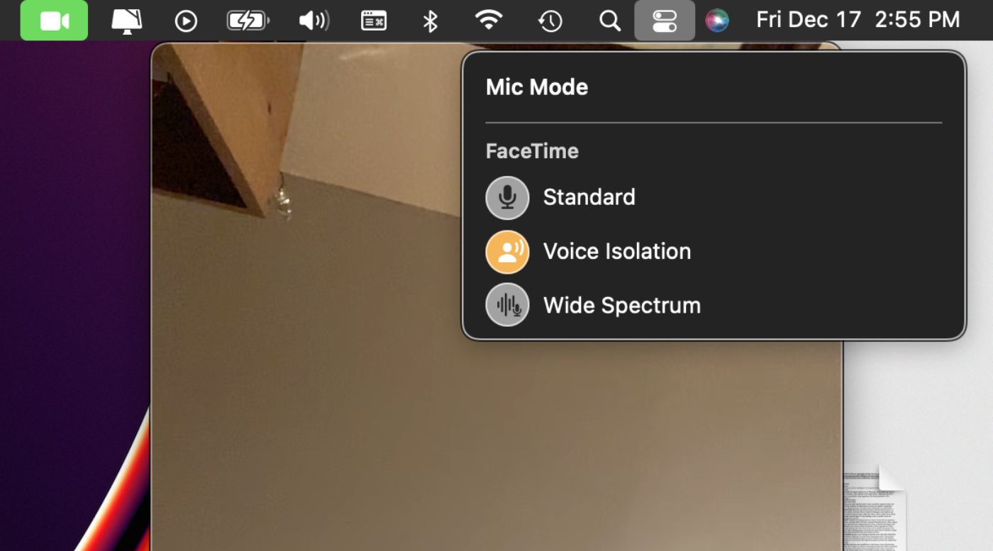 Select Voice Isolation