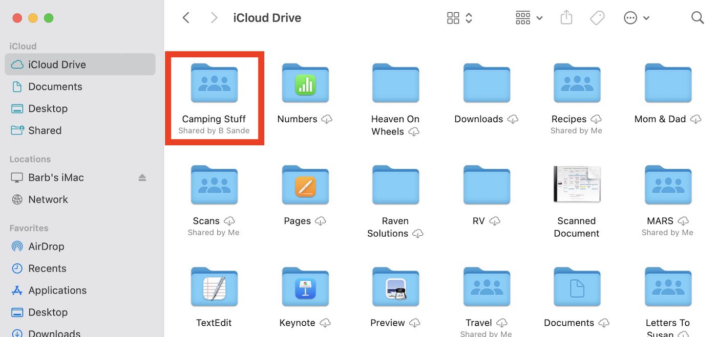 shared folder iCloud drive
