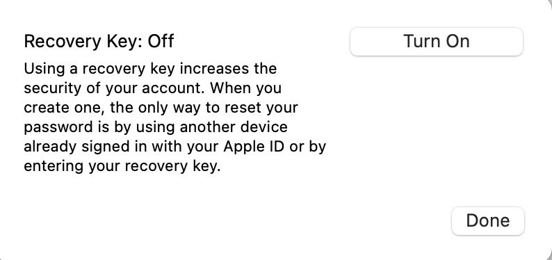 Turn on Recovery Key