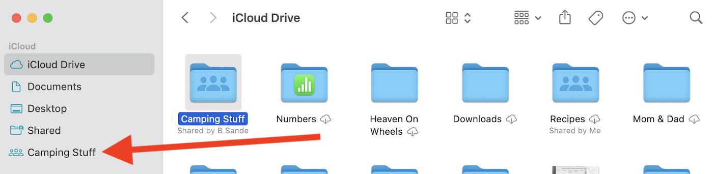 shared folder in Finder sidebar