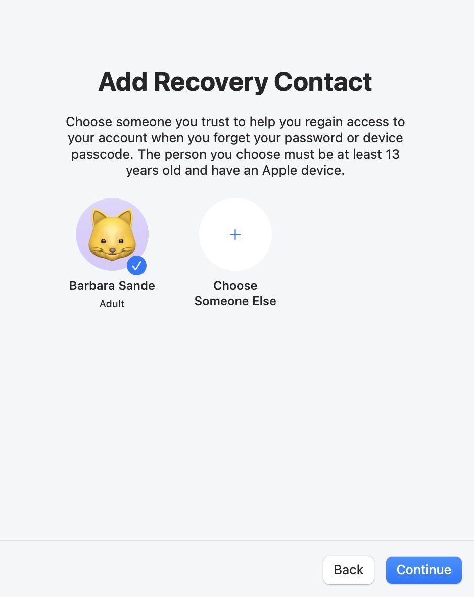 Add Recovery Contact