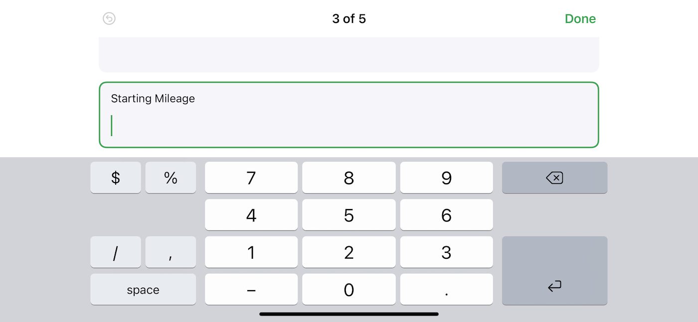 Numeric entry keyboard form