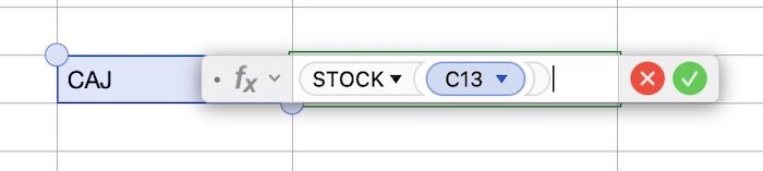 formula closing share price for tracking stock values