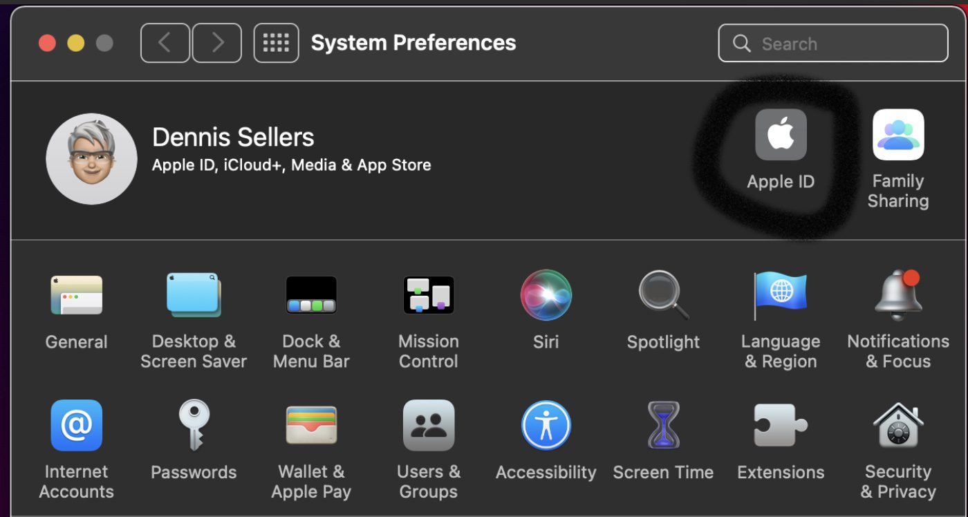 System Prefs>Apple ID