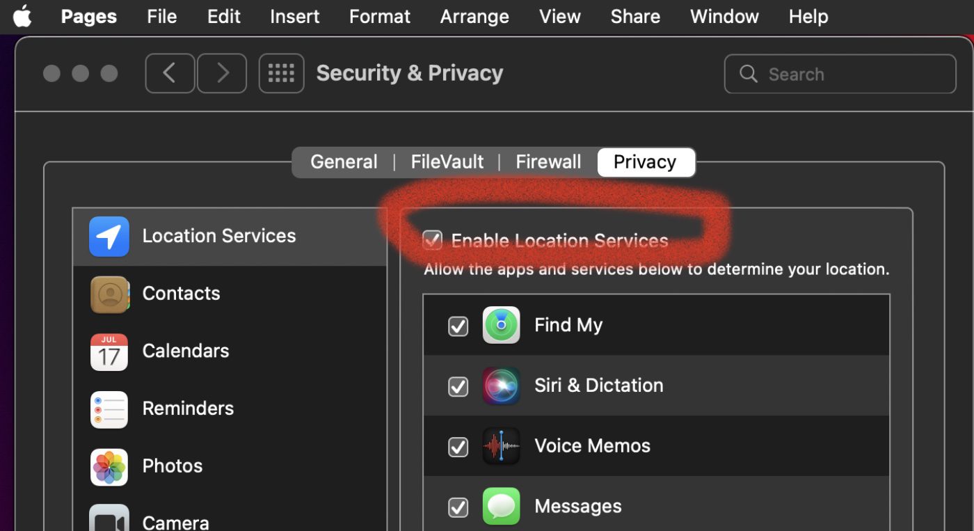 Enable Location Services