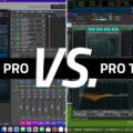 The Logic Pro and Pro Tools interfaces side-by-side with a graphic reading Logic Pro vs. Pro Tools.