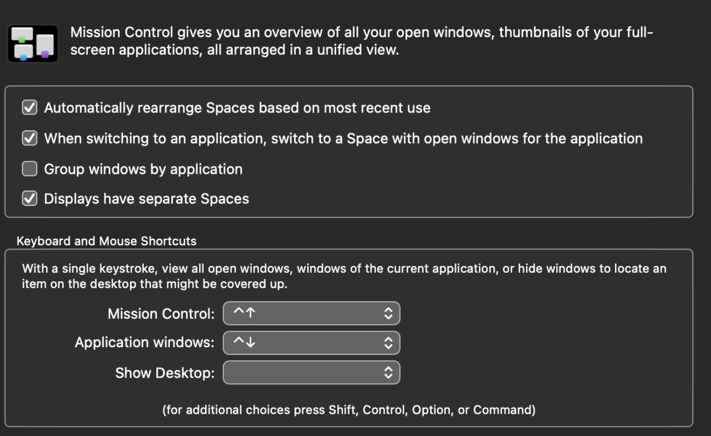 Mission Control Preferences