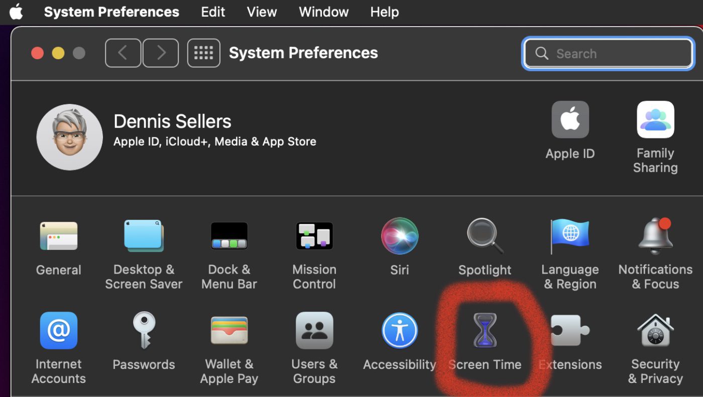 System Prefs > Screen Time