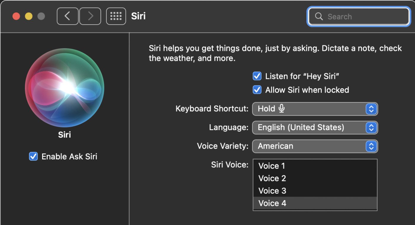 System Pres > Siri