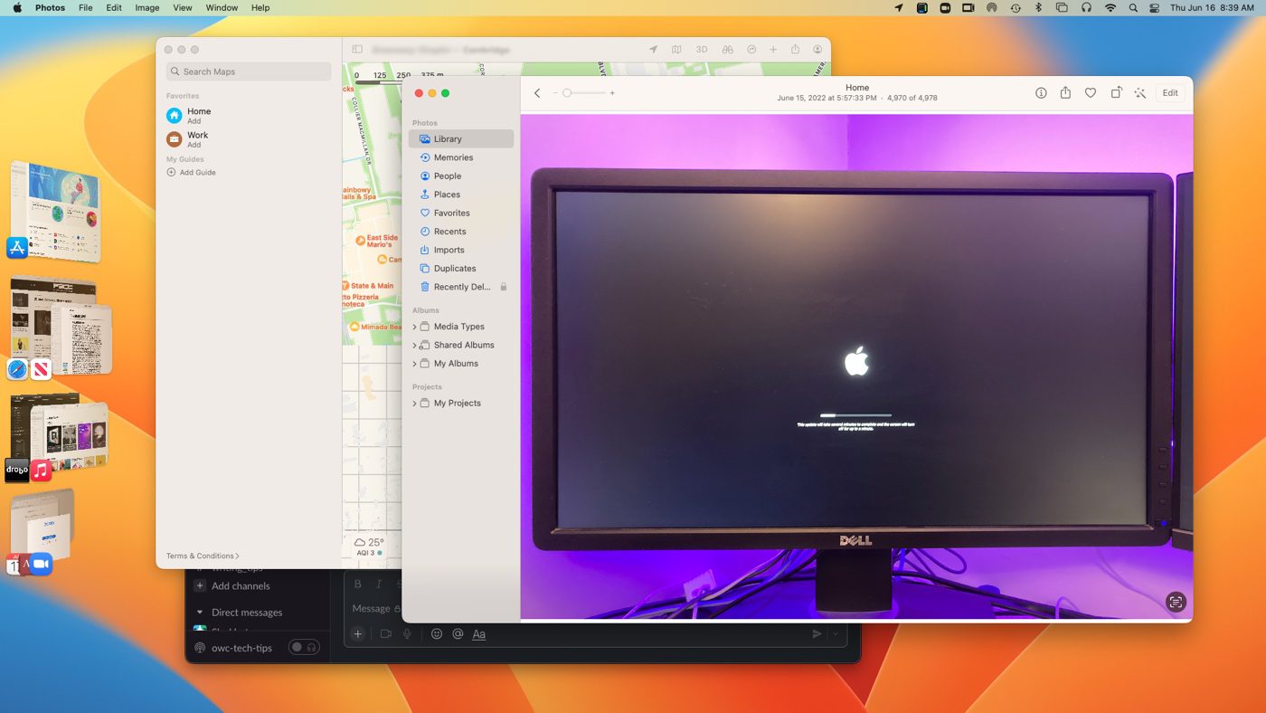 The macOS Ventura desktop with Stage Manager enabled in macOS Ventura.