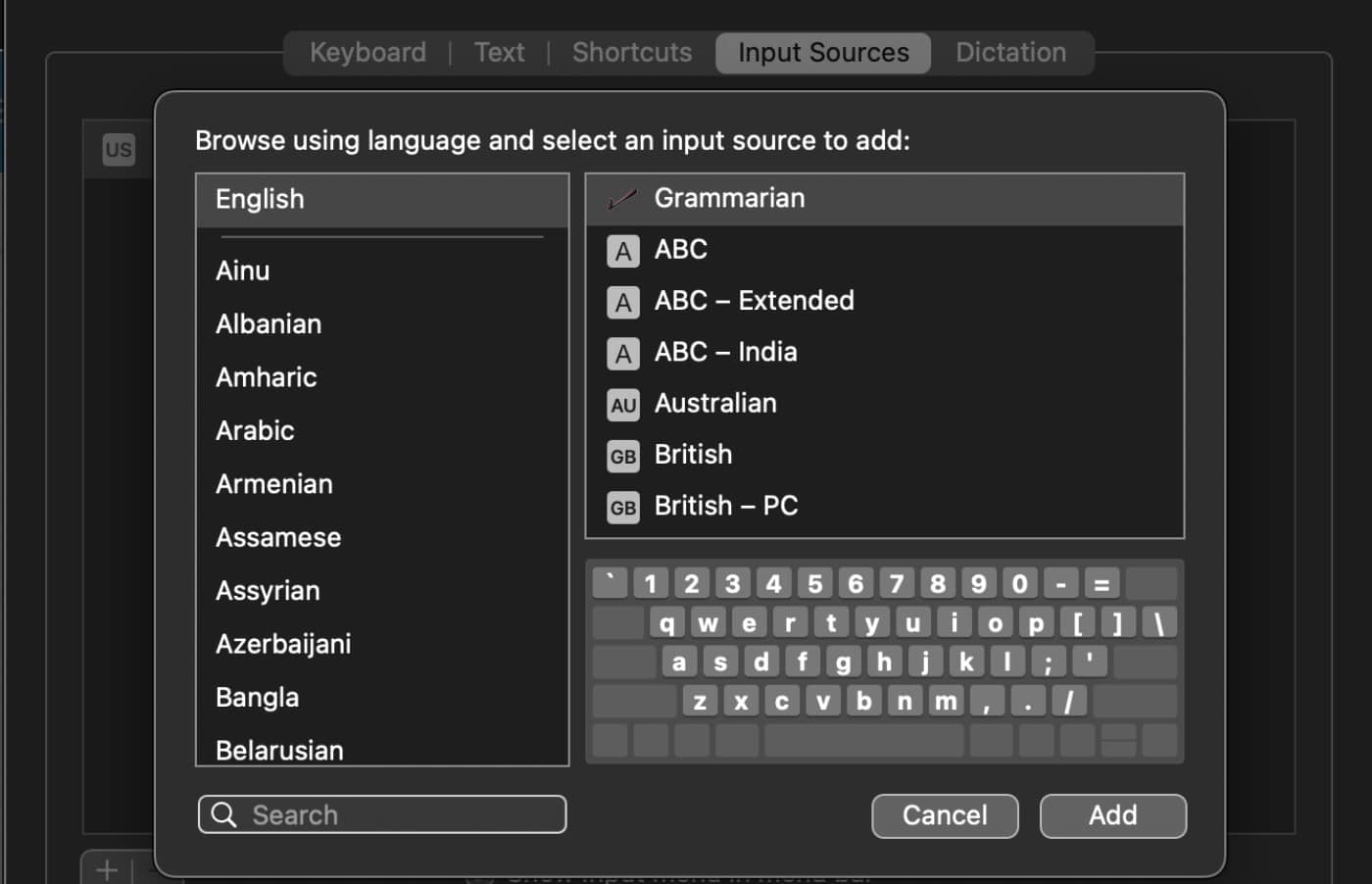 Add language