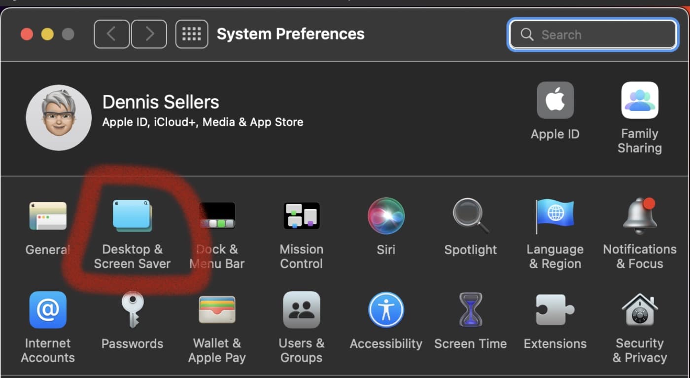 System Prefs > Desktop & Screensaver