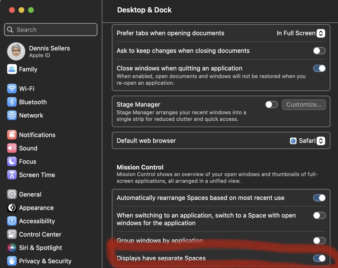 Desktop & Dock > Stage Manager > Customize