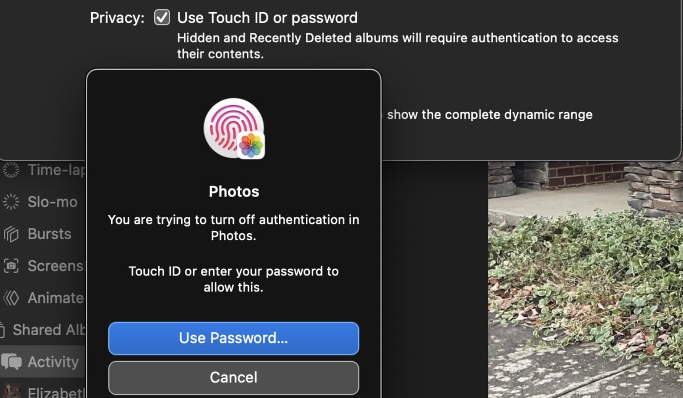 Use Touch ID or password