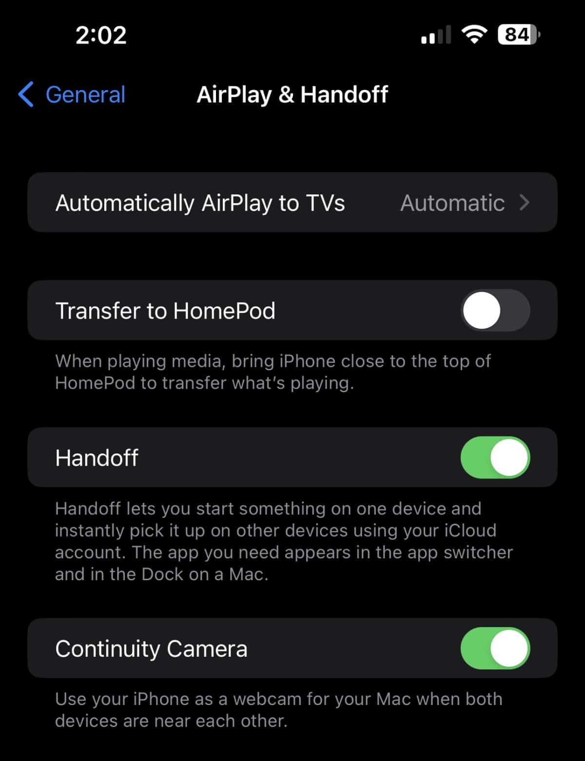 Tap AirPlay & Handoff