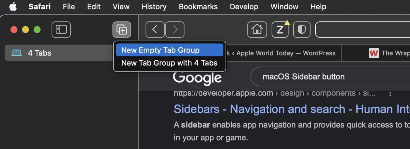 New Empty Tab Group