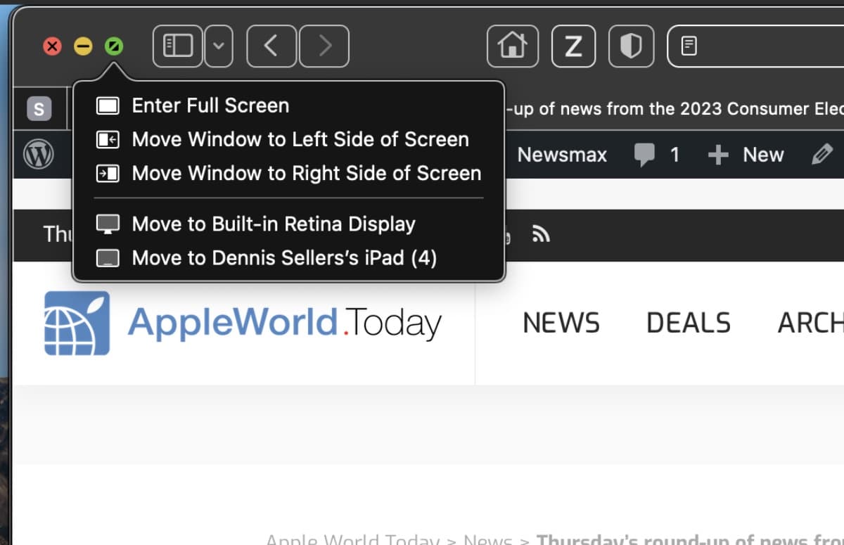Using two apps in Split View
