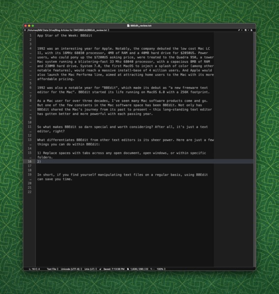 App Star Of The Week: BBEdit For Mac—Text Editing Super Hero