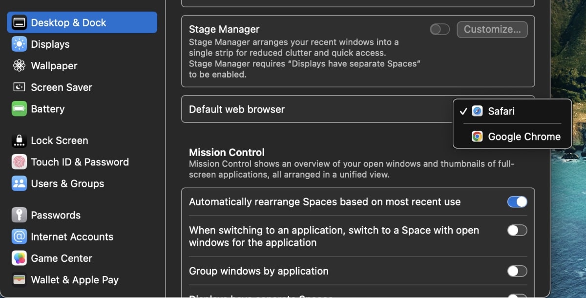 Default web browser