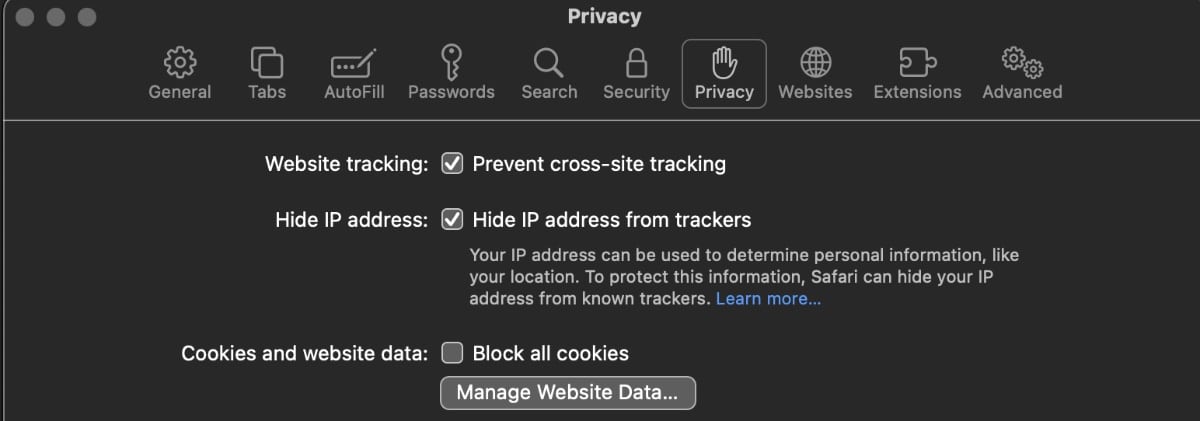 Privacy options