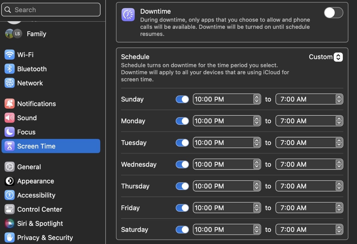 Downtime Custom Options