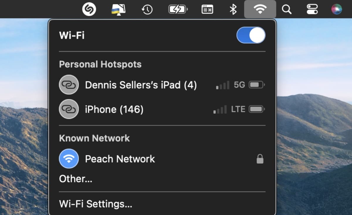 Wi-Fi slider