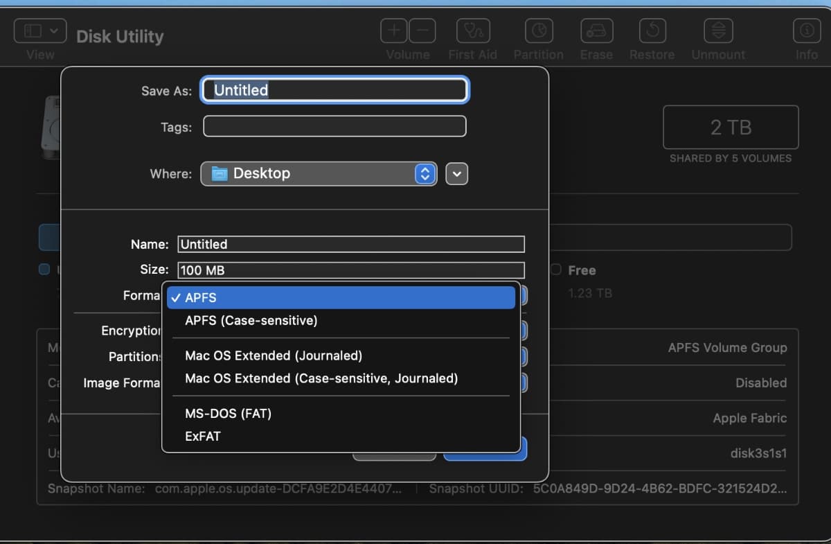 Format menu