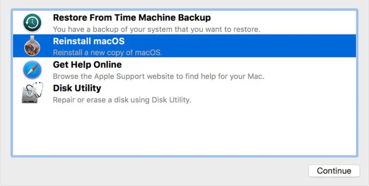 Mac Recovery options