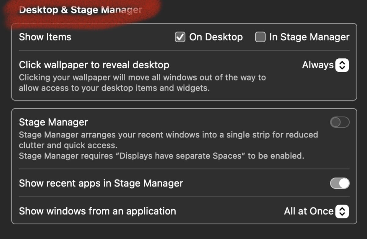 Desktop & Stage Manager