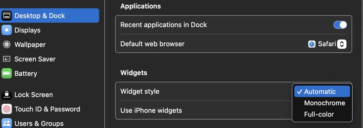 Widget System Settings