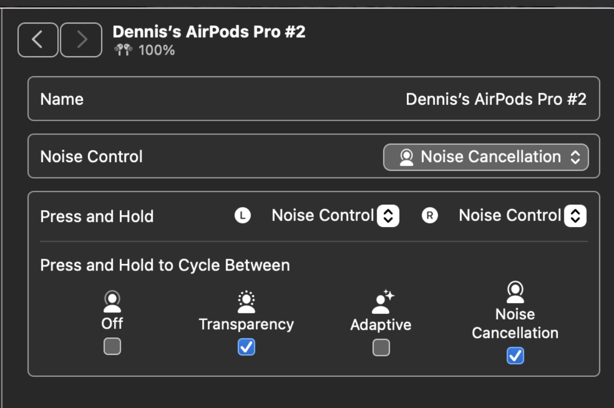 Noise cancellation options