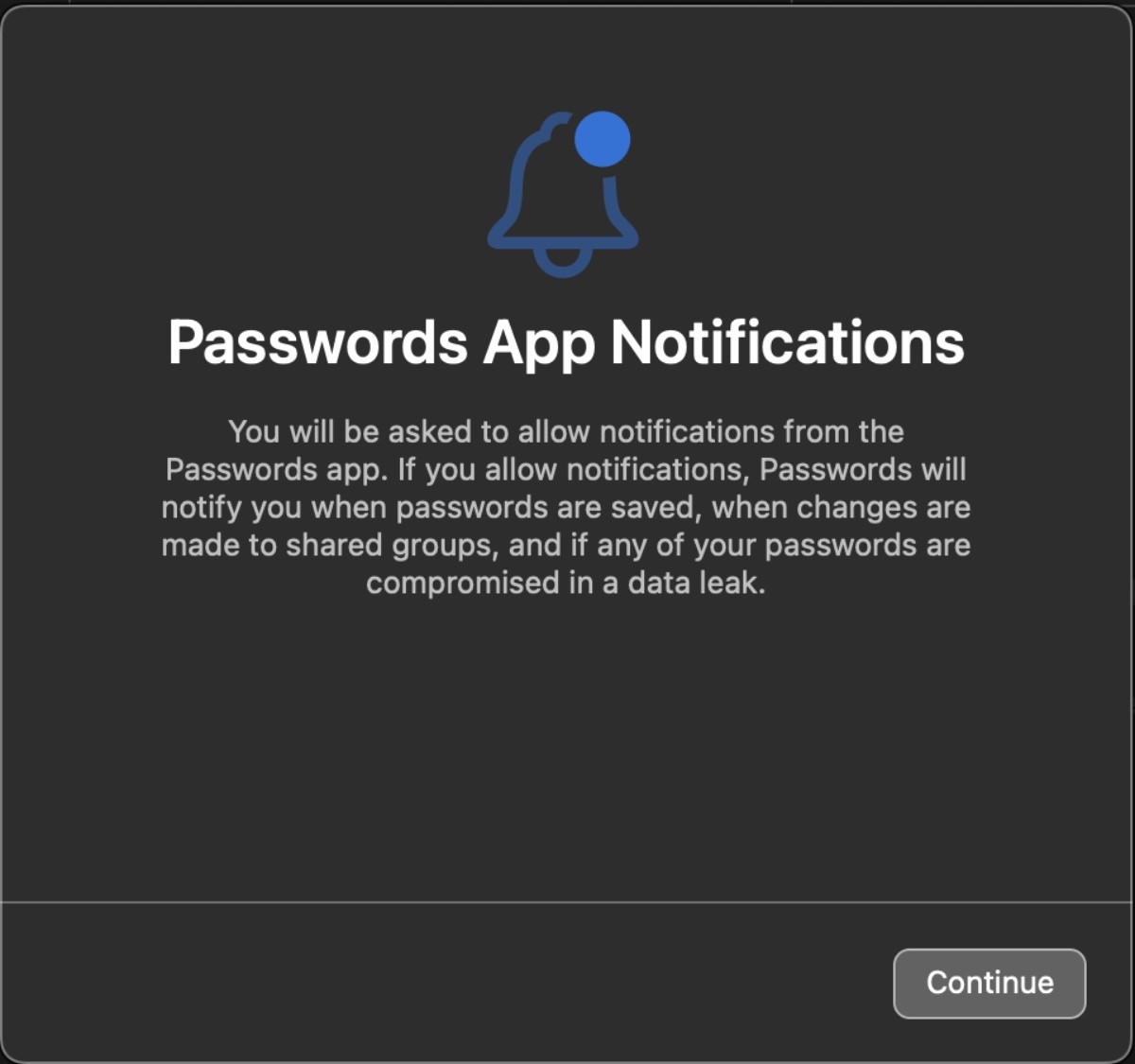 Password App Notifications