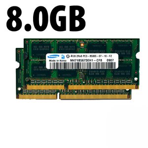 (*) 8.0GB (2x4GB) Apple-Samsung Factory Original PC8500 DDR3 204-Pin CL7 1066MHz SO-DIMM Kit *Used / Pull*