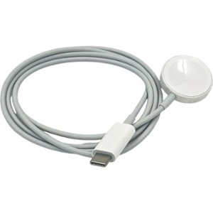 1.0 Meter (39") Apple Watch Magnetic Fast Charger to USB-C Cable - White-Banded Charging Puck