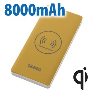 Calitronics instaCHARGE 8000mAh Dual-USB Power Bank with Qi Wireless + Lightning/USB micro Cable - Gold