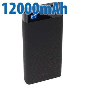 Coal 12000mAh Power Bank with USB-C and two USB-A Ports + Quick Charge 3.0 - Carbon