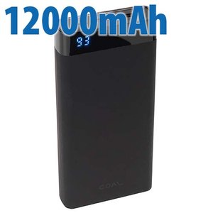 Coal 12000mAh Power Bank with USB-C and two USB-A Ports + Quick Charge 3.0 - Pitch