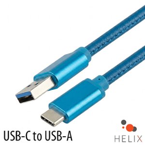 1.2 Meter (48") Helix Charge & Sync USB-C to USB-A Synthetic Leather Cable - Blue