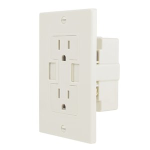 (*) NewerTech Power2U AC 15A Outlet w/ 2x USB Charging Ports, 2x AC 110/120V - Almond Color.