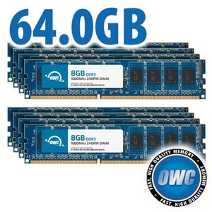 64.0GB (8 x 8GB) OWC 1600MHz DDR3 PC3-12800 240-Pin DIMM Memory Upgrade Kit for PC