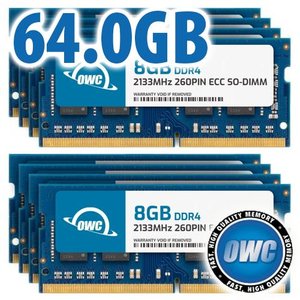 64.0GB (8 x 8GB) OWC 2133MHz DDR4 PC4-17000 260-Pin ECC SO-DIMM Memory Upgrade Kit for PC