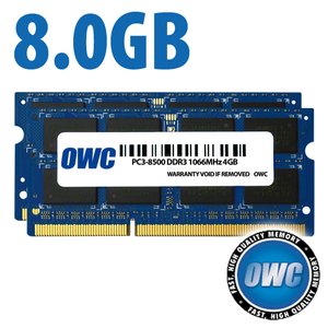 8.0GB (2 x 4GB) OWC PC-8500 DDR3 1066MHz 204-Pin SO-DIMM Memory Upgrade Kit