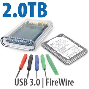 2.0TB OWC DIY HDD Upgrade Kit with OWC Mercury On-The-Go Pro (USB 3.0 + FW800) Portable External Enclosure