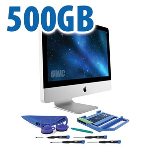 DIY Kit for 2009 - 2011 21.5" iMac optical bay: 500GB OWC Mercury Electra 3G SSD and OWC Data Doubler.