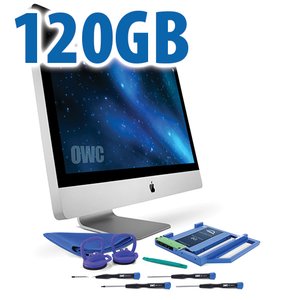 DIY Kit for 2009 - 2011 27" iMac optical bay: 120GB OWC Mercury Electra 3G SSD and OWC Data Doubler.