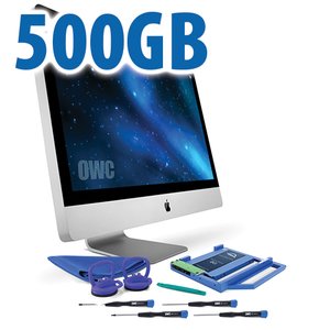 DIY Kit for 2009 - 2011 27" iMac optical bay: 500GB OWC Mercury Electra 3G SSD and OWC Data Doubler.